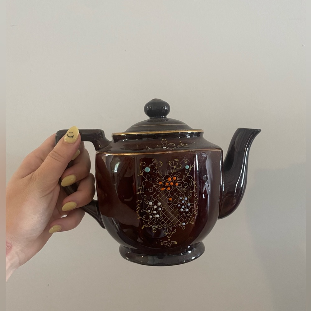 Vintage Brown Stoneware Teapot